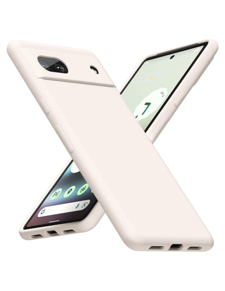 Funda de Teléfono Google Pixel 6A Silicona Ultra Delgado Beige Funda de Teléfono Google Pixel 6A Silicona Ultra Delgado Beige