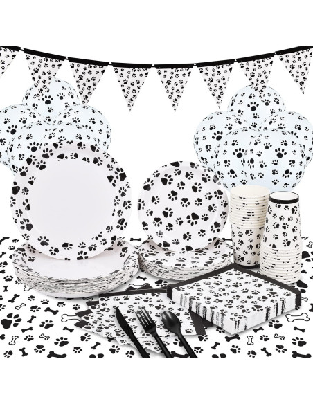 Suministros de Fiesta Huellas de Perro Gatherfun para 25 Personas