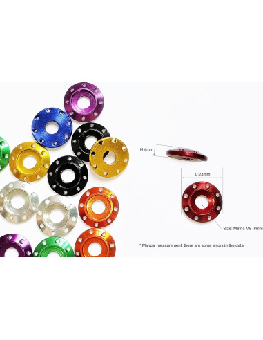 Arandelas de Aluminio Anodizado M8 Rojo 15 Piezas BingSHH