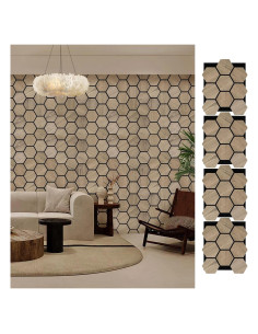 Paneles Acústicos Hexagonales ARMURO 4 Pcs 60.4x73.7 cm Nogal
