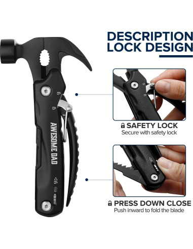 Martillo Multiherramienta SURVIVE HERO 12 en 1 Negro