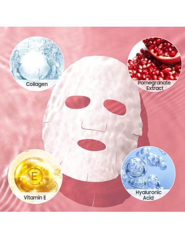 Mascarillas Faciales Hidratantes Jakuva 12PCS Colágeno Antienvejecimiento