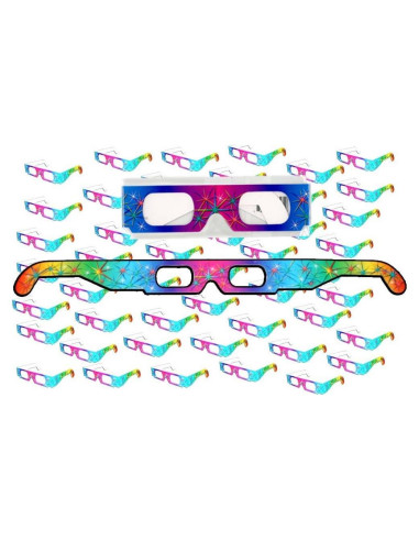 50 Pares Gafas de Difracción Prismática 3D 3Dstereo para Fuegos Artificiales