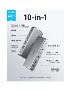 Estación de Acoplamiento USB-C Anker 10-en-1 con HDMI y DP 2