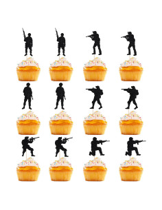 12 Adornos de Cupcake de Soldado Militar Naicaek - Fiesta Temática