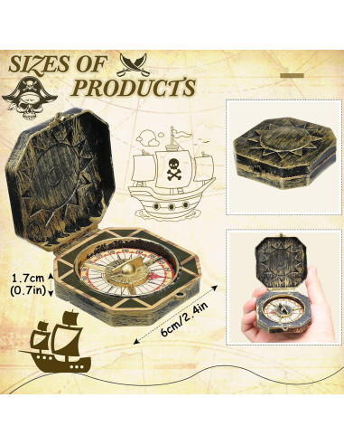12 Piezas Juguetes Brújula Pirata Gejoy para Fiesta Infantil