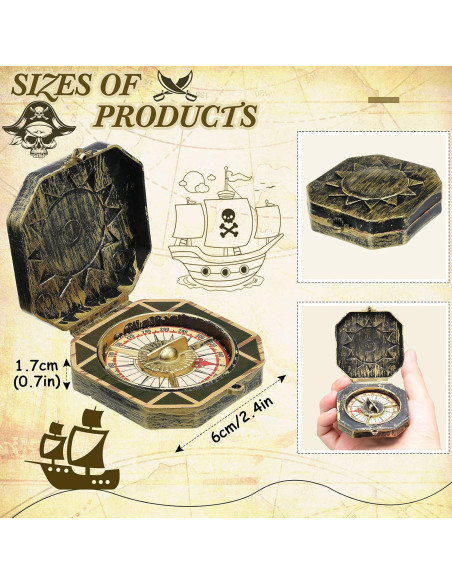 12 Piezas Juguetes Brújula Pirata Gejoy para Fiesta Infantil 12 Piezas Juguetes Brújula Pirata Gejoy para Fiesta Infantil