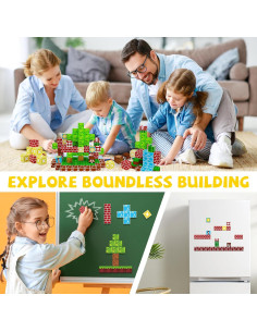 120 Piezas Bloques Magnéticos Vichtop 25.9x15.5cm Juguete STEM 2