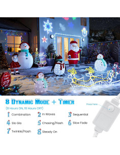 Luces de Cuerda LED Toodour 30,48 m 720 LEDs 8 Modos Blancas 2