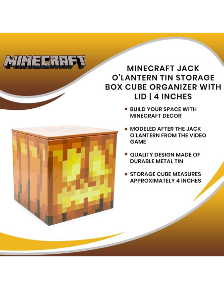 Caja de Almacenamiento Minecraft Jack O'Lantern 10.16 cm Metal