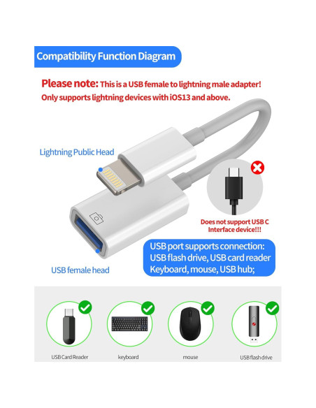 Adaptador Lightning a USB Hembra HOYULLI 32g Compatible iPhone
