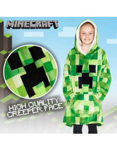 Manta con Capucha Minecraft Bioworld Talla Única Verde Claro 2
