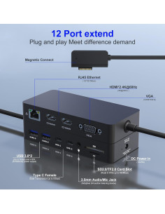 Estación de Acoplamiento KETAKY Pro 12 en 1 para Surface 2