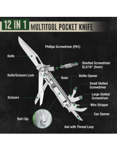 Cuchillo Multitool 12-en-1 Mossy Oak Acero Inoxidable 2