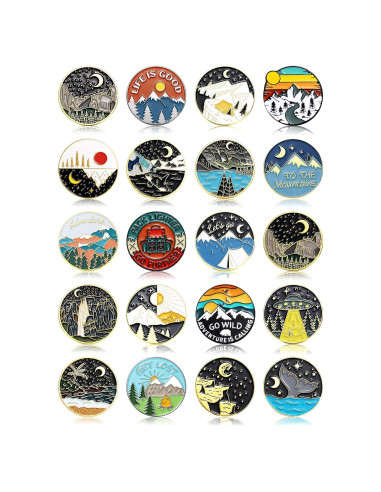 BBTO 20 Pines de Esmalte Vintage para Mochilas - Set Aesthetic