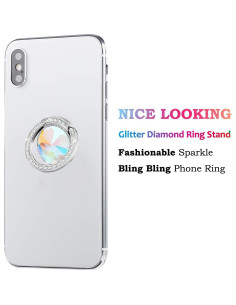 Soporte de anillo brillante para teléfono lenoup Plata 2