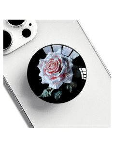 Agarradera Transparente Ksadiye con Soporte Colapsable Rosa