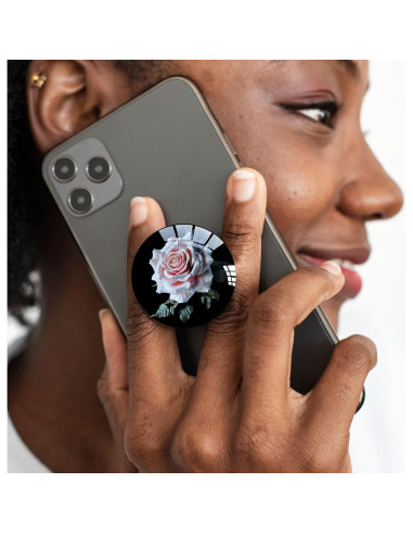 Agarradera Transparente Ksadiye con Soporte Colapsable Rosa