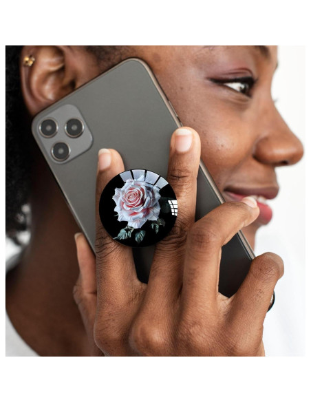 Agarradera Transparente Ksadiye con Soporte Colapsable Rosa