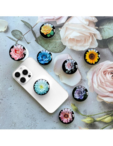 Agarradera Transparente Ksadiye con Soporte Colapsable Rosa