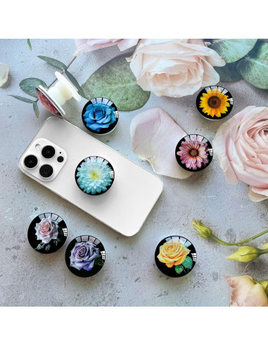 Agarradera Transparente Ksadiye con Soporte Colapsable Rosa