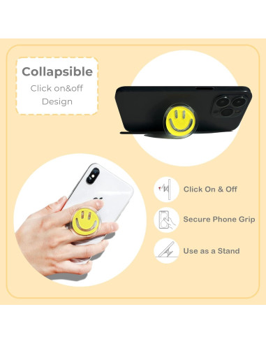 Agarre de Teléfono GRIPONG Carita Feliz Blanco - Soporte Ergonómico