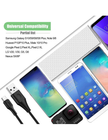 Cable USB Tipo C Icseio 6FT Carga Rápida 5Pack 2.4A