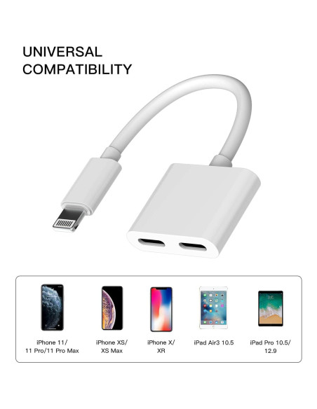 Adaptador Doble Lightning HOYULLI 2 en 1 para iPhone/iPad