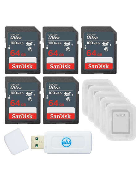 Paquete 5 Tarjetas SanDisk 64GB SDXC Ultra + Lector