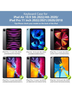 Funda con teclado HOTLIFE para iPad Pro 11" y Air 10.9 2