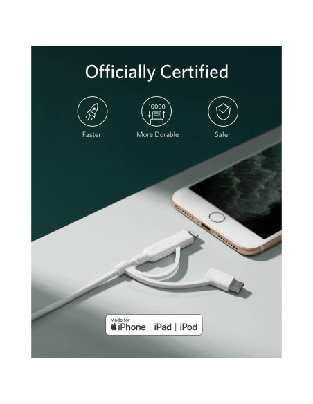 Cable Anker PowerLine II 3-en-1 USB-C, Lightning y Micro USB