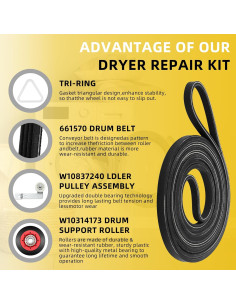 Kit de Reparación Secadora MIFLUS 4392067 5 Ruedas y Polea 2