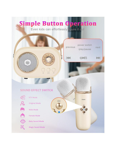 Máquina de Karaoke PRUNUS C20 Portátil Bluetooth con Micrófono