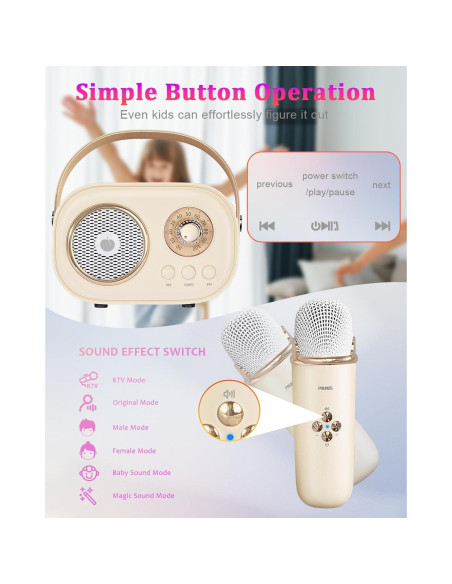 Máquina de Karaoke PRUNUS C20 Portátil Bluetooth con Micrófono