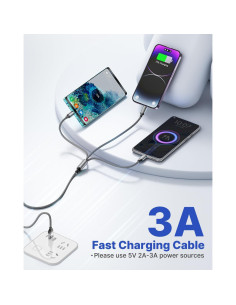 Cable Cargador Multi 3 en 1 Aioneus 4FT Carga Rápida Gris 2