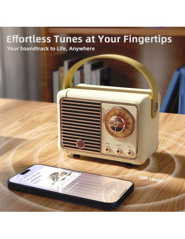 Altavoz Portátil Retro Caulikine HM11 Beige Bluetooth 5.0