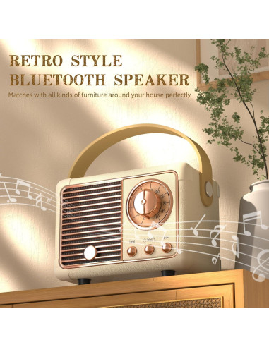 Altavoz Portátil Retro Caulikine HM11 Beige Bluetooth 5.0