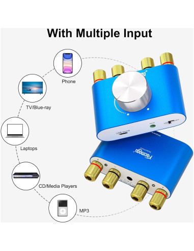 Amplificador Bluetooth Facmogu F900S 160W Estéreo Hi-Fi 2 Canales