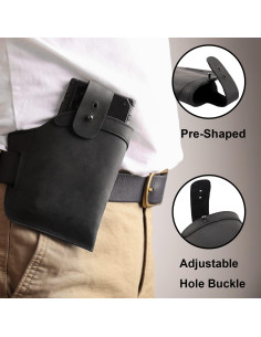 Funda de cuero Topstache para teléfono grande negra 2