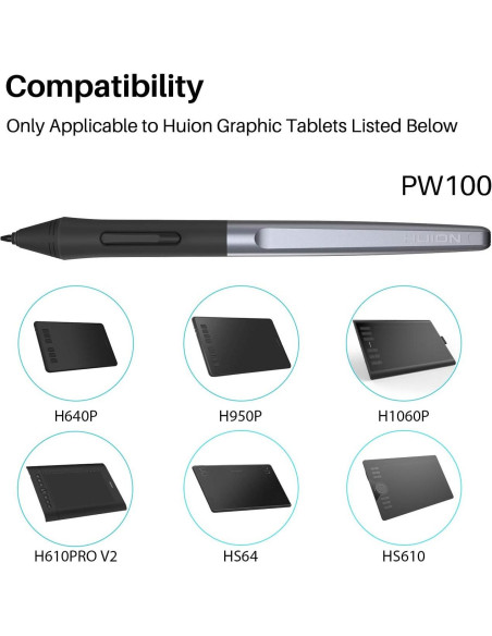 Estilógrafo Sin Batería Huion PW100 para Tabletas Gráficas