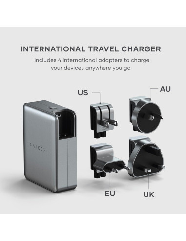 Cargador de viaje Satechi 145W GaN 4 puertos USB-C PD