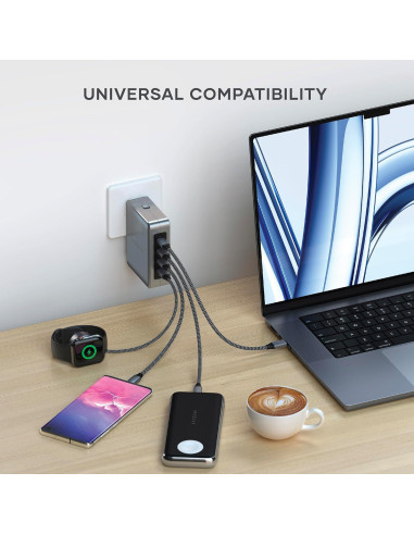 Cargador de viaje Satechi 145W GaN 4 puertos USB-C PD