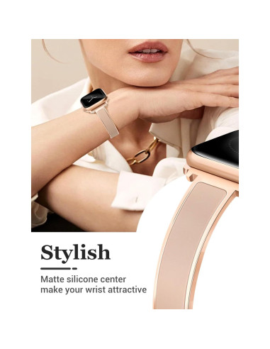 Brazalete delgado oro rosa Newlibery para Apple Watch 38-42mm