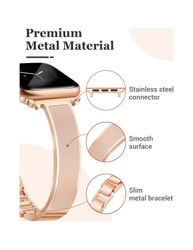 Brazalete delgado oro rosa Newlibery para Apple Watch 38-42mm