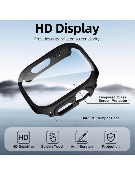 Funda de Vidrio Templado Adorve para Apple Watch Ultra 49mm Funda de Vidrio Templado Adorve para Apple Watch Ultra 49mm