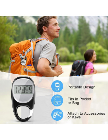 Podómetro TAZUZFLA CR-707S 3D Preciso para Caminar Negro