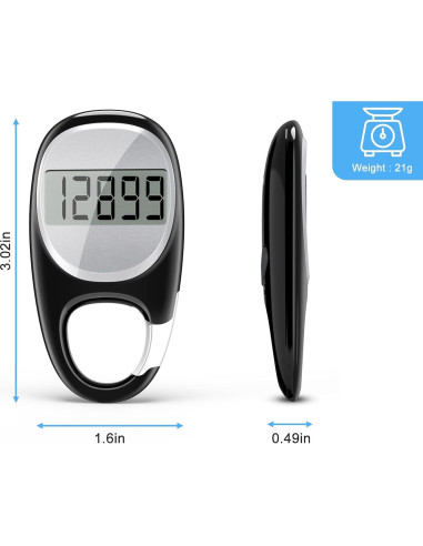 Podómetro TAZUZFLA CR-707S 3D Preciso para Caminar Negro