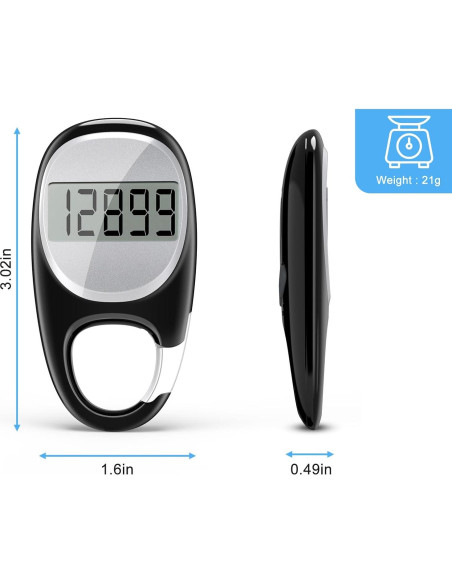 Podómetro TAZUZFLA CR-707S 3D Preciso para Caminar Negro