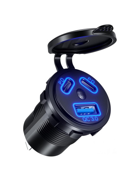 Cargador de Auto Kewig USB 12V 108W Doble PD3.0 y QC3.0