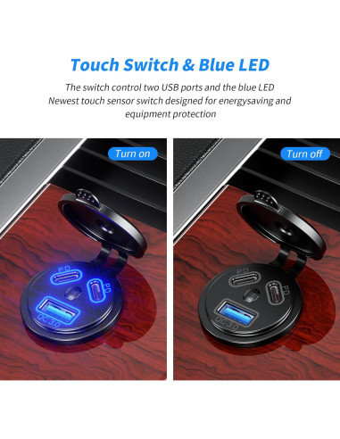 Cargador de Auto Kewig USB 12V 108W Doble PD3.0 y QC3.0